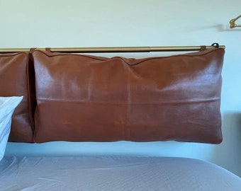 Customized Genuine Leather Headboard Cover, Headboard Cushion, Queen Size Headboard, Wall Hang Cushion Cover, Hanging Leather Headboard