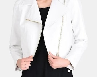 Lambskin Leather Cropped Biker Jacket, Slim Fit Bolero Shrug