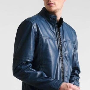 Men&#39;s & Boys 100% Genuine High Quality Soft Lambskin Leather New Design Motor Biker Jacket Slim-Fit