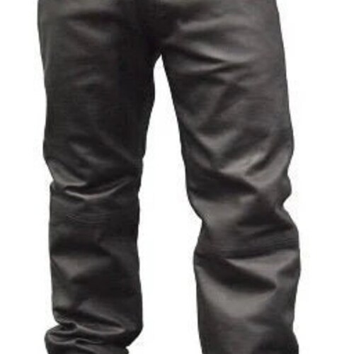 Hommes et garçons 100% véritable cuir d'agneau souple de haute qualité Moter Biker Pant Straight Jeans style