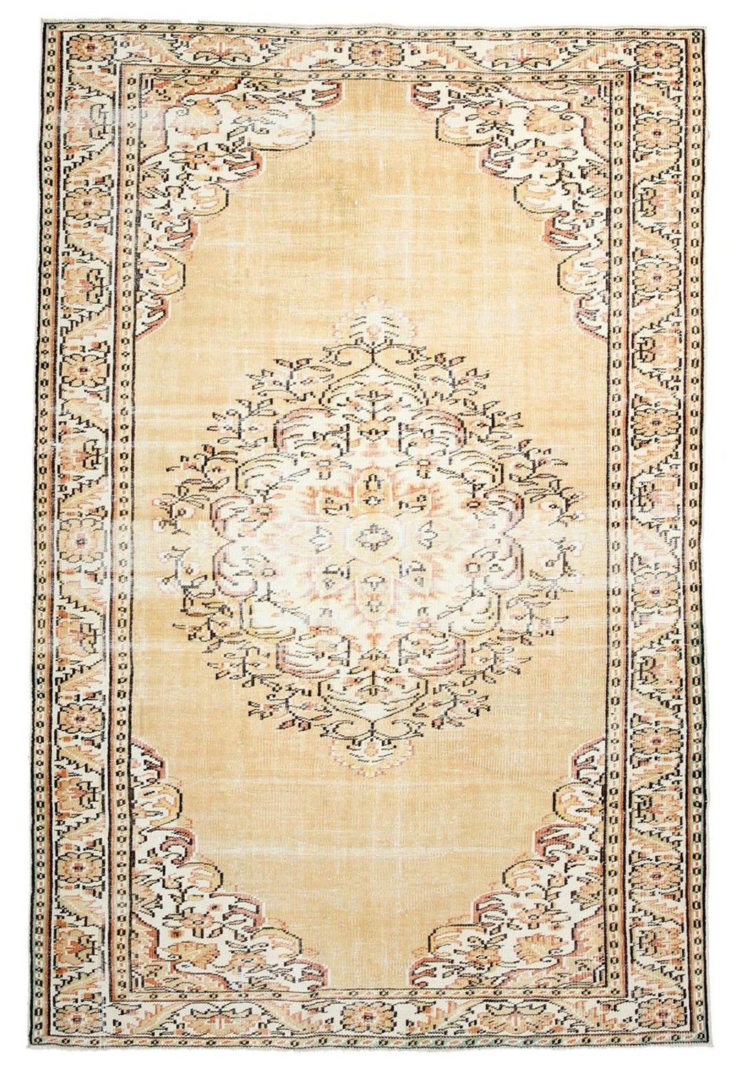 6x9 Light Yellow Classic Vintage Rug: Mid Century Modern Oriental Wool ...