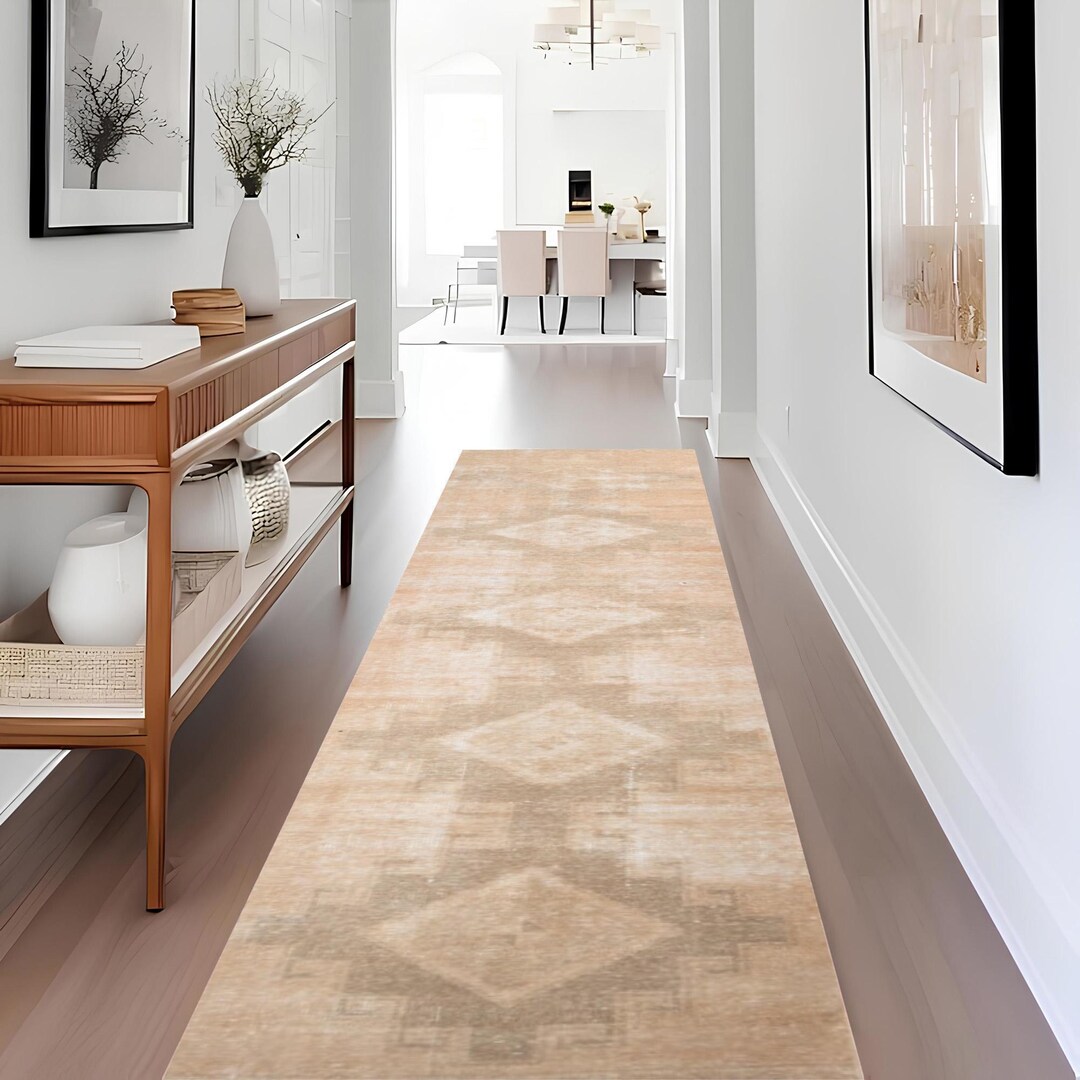 2x12 Runner Rug, 2x12 Cream Brown TURKISH VINTAGE RUNNER Rug, 2x12 ...