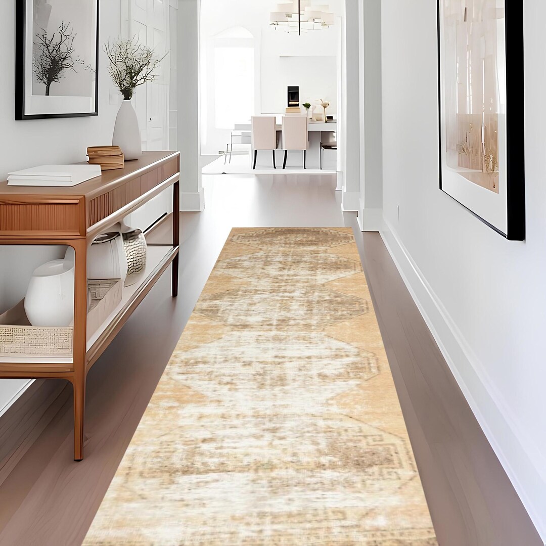 Sandy Texture Rug 2x10 Vintage Sandy Beige Runner Rug: Traditional Weave Hallway Entrway ...