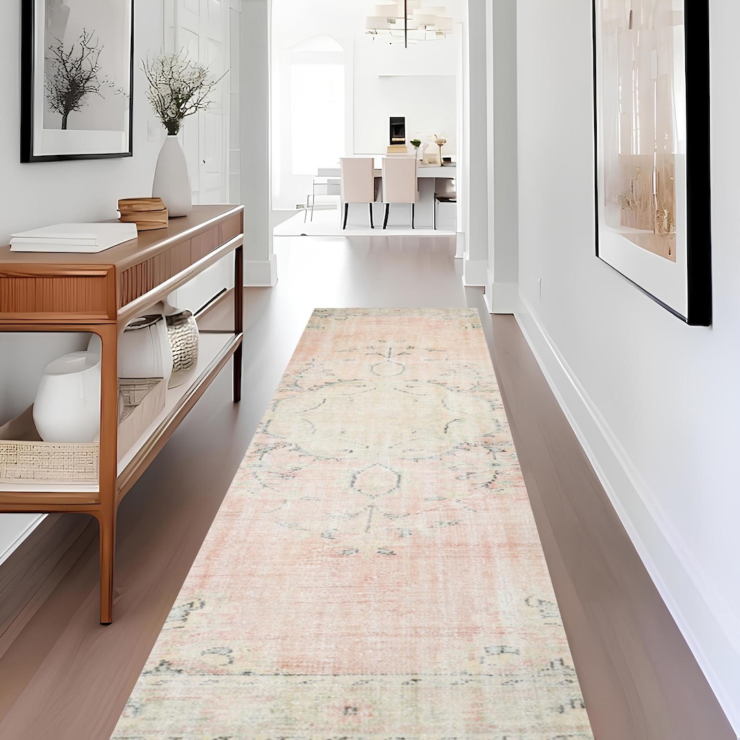 Victorian Peach Color Rug 3x9 Pale Peach Vintage Runner Rug: Mid Century Modern Hallway Carpet - Etsy