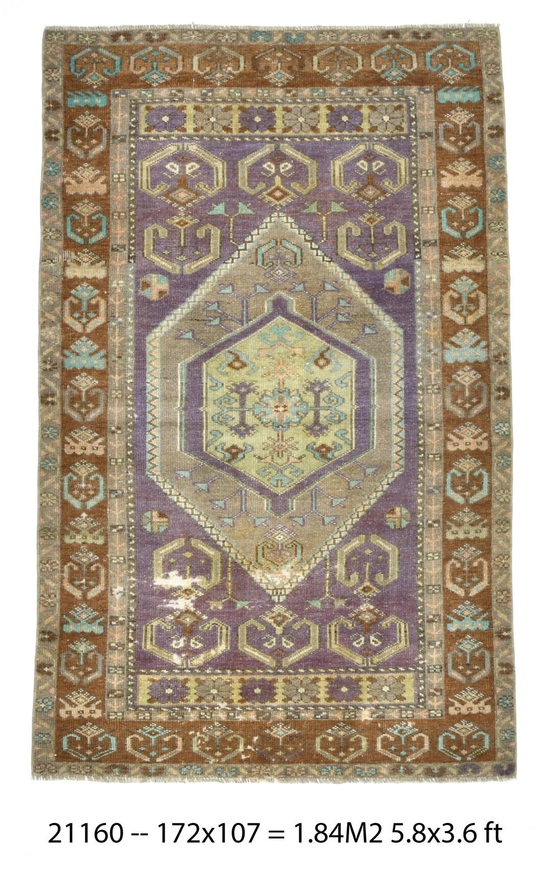 3x6 Vintage Rug, 3x6 Purple & Brown Vintage Rug, 3x6 Rug, Handmade ...