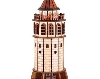 Laser Cut 3D Wooden Lighthouse Tower Building Model cdr dxf svg ai File