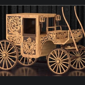 レーザーカット木製ロイヤルプレジデンシャル馬車 3D パズル cdr dxf svg ai ファイル