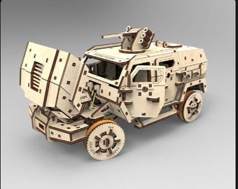 Laser Cut Armored Car 3D Puzzle 3mm cdr dxf svg ai File