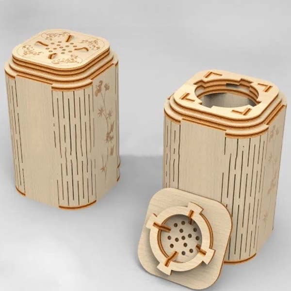 Laser Cut Wooden Salt and Pepper Jars cdr dxf svg ai File