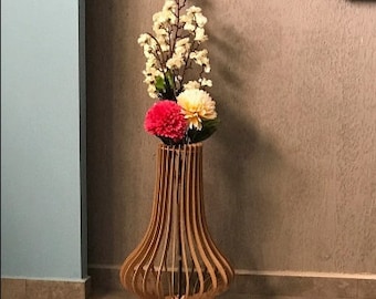 Laser geschnittene Holzboden Blumenvase cdr dxf svg Datei Vektor