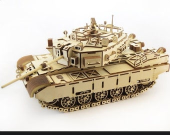 Rompecabezas 3D de tanque de madera cortado con láser cdr dxf svg ai archivo
