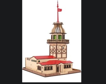 Laser Cut Maidens Architecture 3D Building Model in Turkey Istanbul cdr svg ai File