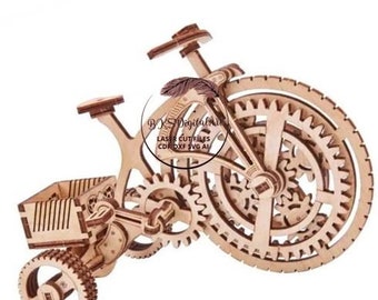 Laser Cut Wooden Mechanical 3D Model Bicycle cdr dxf svg ai File
