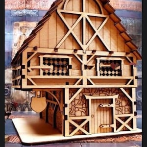 Laser Cut Wooden Puzzle House Model Design Architectural 3D Model cdr dxf svg aı file