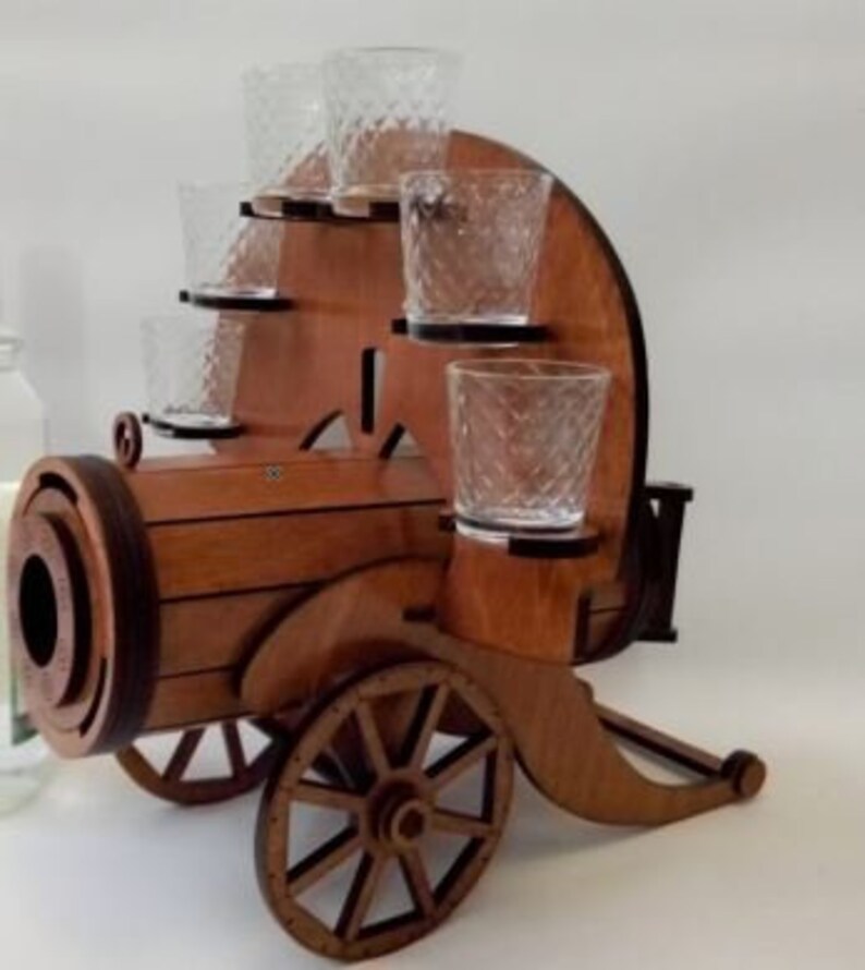 Laser Cut Minibar Plywood Bottle Holder Glass Holder CDR DXF Etsy