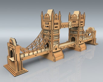 Laser Cut Tower Bridge Model For Laser Cut dxf svg CDR Vectors Art-3d wooden puzzle