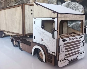 Laser Cut Truck 3D Puzzle Model Wooden cdr dxf svg pdf File Vector