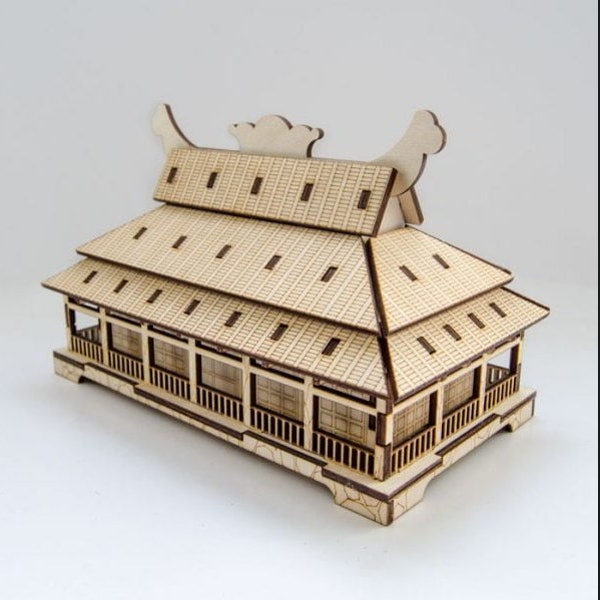 Laser Cut Wooden Puzzle Chinese Temple Architectural Model cdr dxf svg ai File