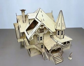 Laser Cut Doll House Model cdr dxf svg pdf File
