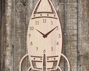Laser Cut Rocket Wall Clock cdr svg ai dxf File