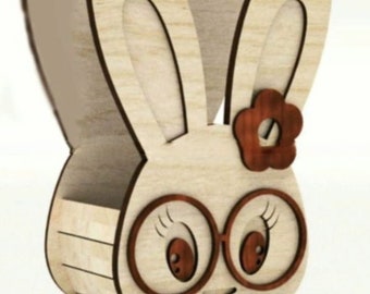 Laser Cut Bunny Face Easter Egg Basket CDR DXF SVG ai File Download