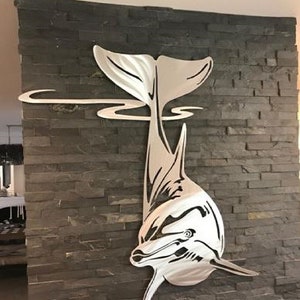 Laser geschnittene Holzmodel Delphin wand dekor cdr dxf svg ai Datei