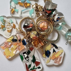 Personalized Keychain made of Epoxy Resin & Terazzo Unique gift for everybody, Paw Keychain, Rectangle Keychain
