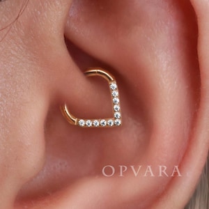 V Shaped Daith Earring, Arrow Septum Ring, 16G Ear Piercing Jewelry Clicker, Seamless Hoop Earrings Jewellery F-136 ASTM Titanium 8mm