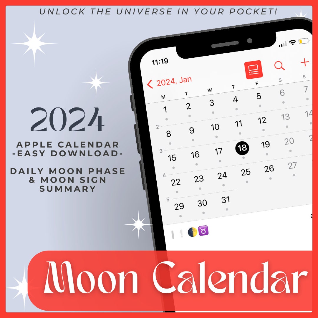Moon Calendar I 2024 Calendar I Moon Phase 2024 I 2024 Planner Etsy