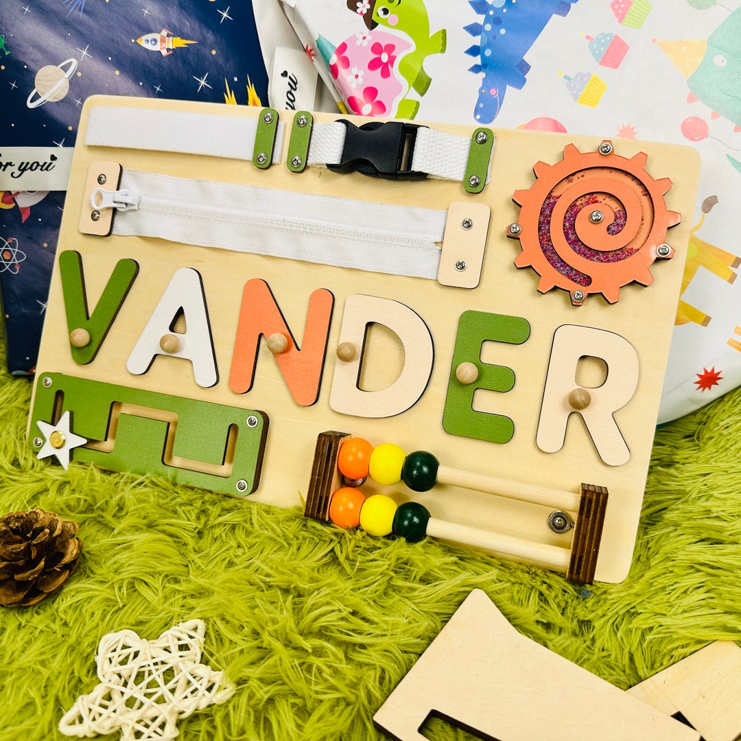 Personalized Name Puzzle Busy Board Customizable Montessori Educational Toy for Babies Encourage