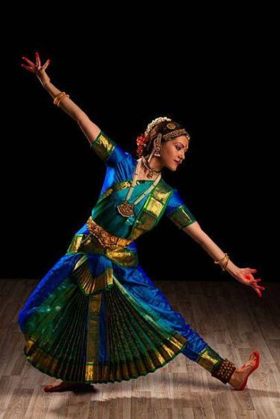 blue and green bharatanatyam dress Blue & Green Bhatatnatyam Dance Dress