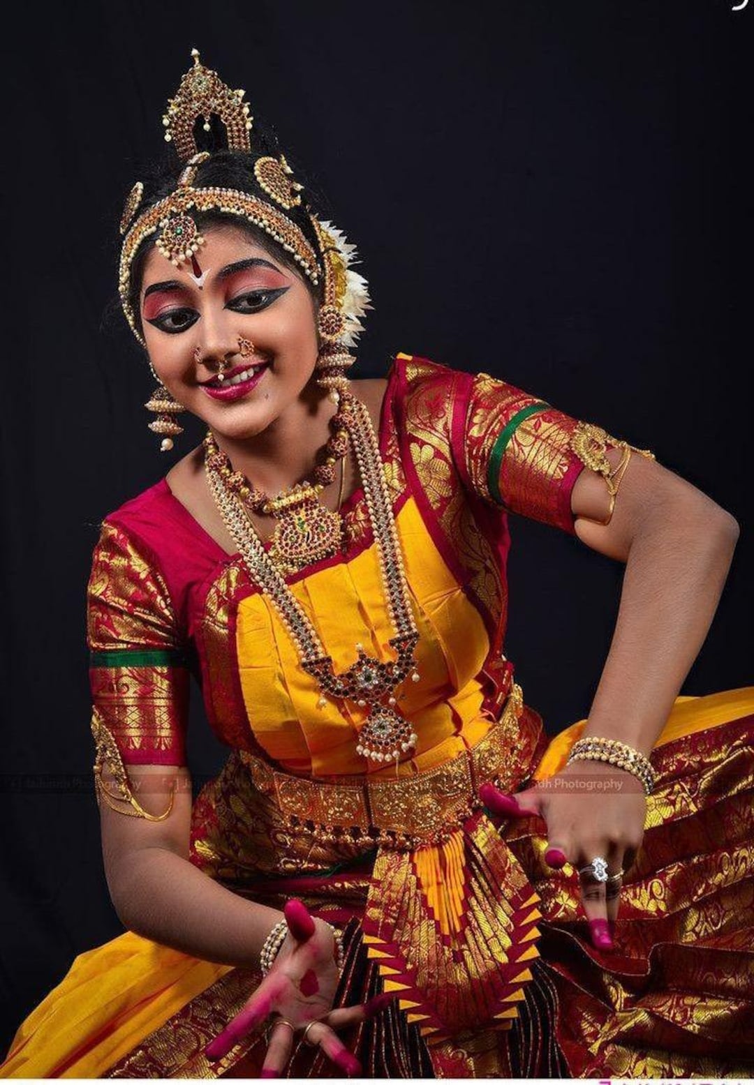Red Yellow Bharatnatyam Dance Dress