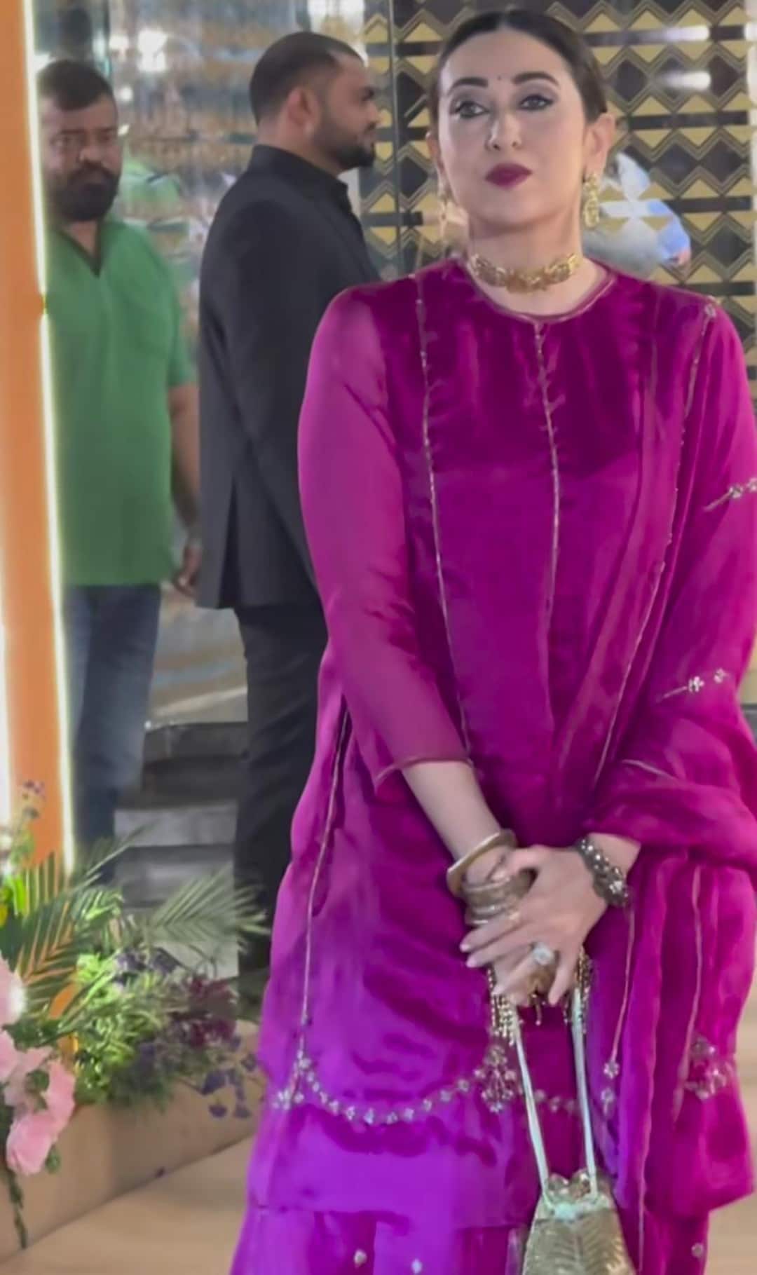 karishma kapoor dress design Karisma Kapoor donning our suit set in a beautiful shade of purple, exuding timeless grace. Earrings - @sheetalzaveribyvithaldas Ring