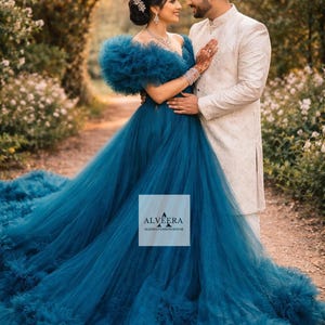 Designer Ruffles Trail Gown by Aleena Fashion House