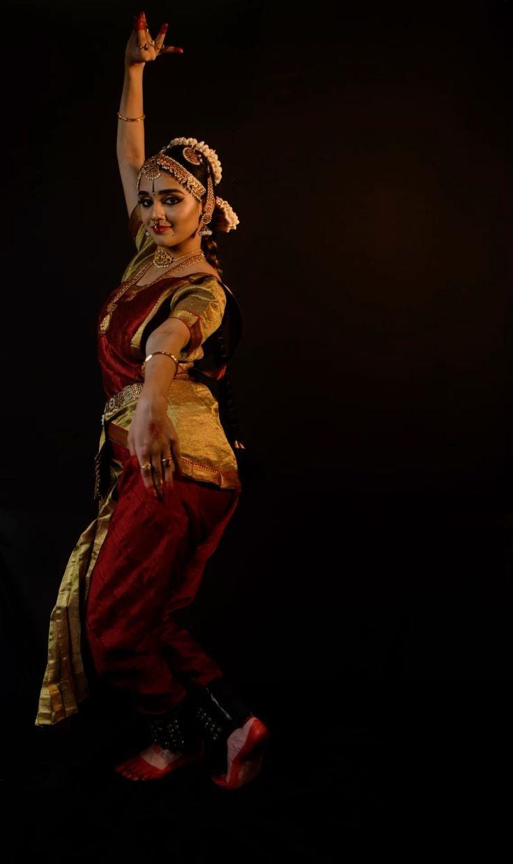 Deep Red And Gold Tones Bharatnatyam Costume
