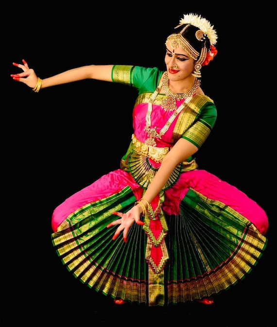 parrot green bharatanatyam dress Pink and Green Colour Bharatnatyam Dance Dress Costume