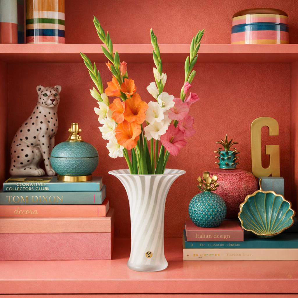 Peill & Putzler ゼブラガラス花瓶、1970年代フロストアートガラス