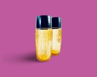 Vintage jaren 1960 Amber Glass Salt & Pepper Shakers: getextureerde elegantie voor uw tafel! Perfect cadeau en decoraccent