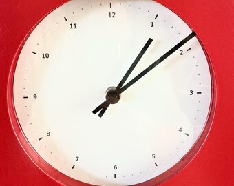 Vintage IKEA PS Keyhole Clock: Red Metal Wall Clock With Storage