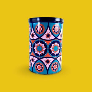 Vintage Tomado Tin: 1970s Dutch Geometric Storage Container