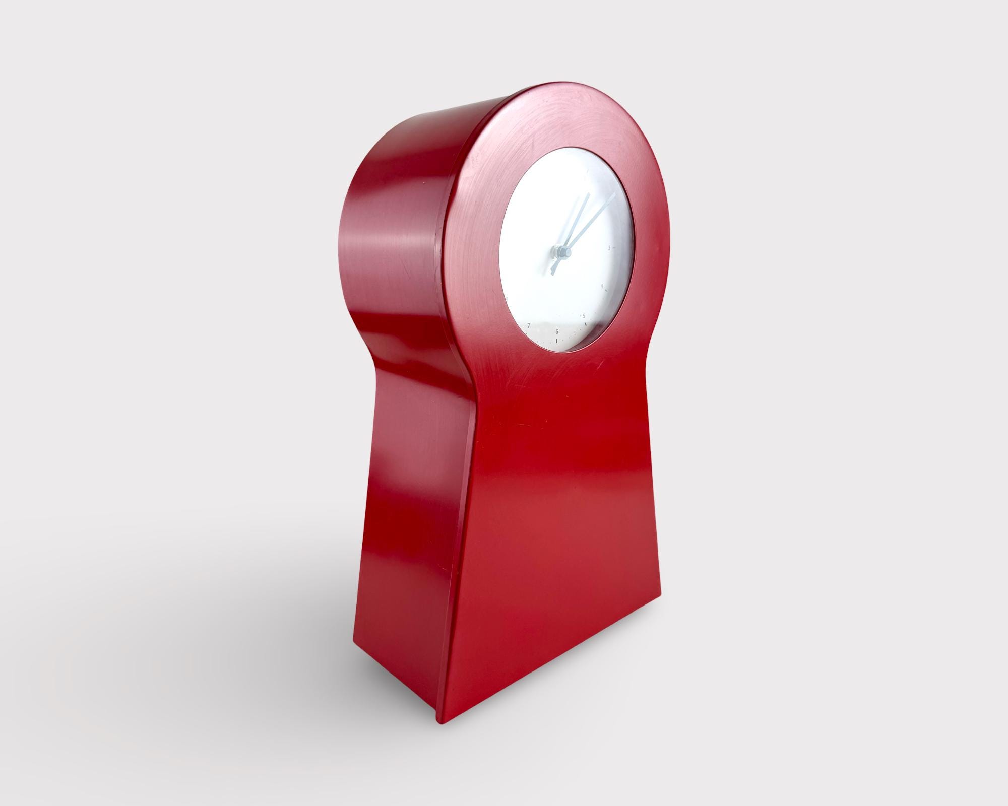 Vintage IKEA PS Keyhole Clock: Red Metal Wall Clock With Storage