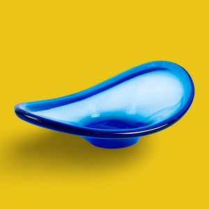 Vintage kobaltblauwe Glasur Ikea-kom - elegante mondgeblazen Dekorstuk