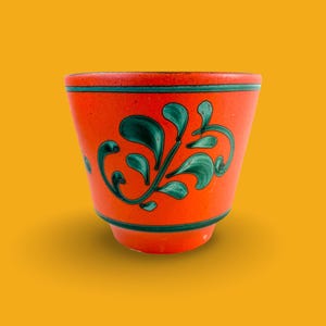 Maceta de cerámica naranja vintage de Dümler & Breiden: cerámica alemana moderna de mediados de siglo