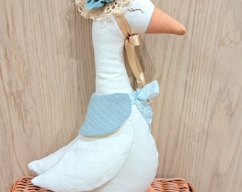 Handmade Goose Soft Toy, Eco-friendly Baby & Toddler Toys, Baby Gift, Girl Baby Shower, Birth Gift, Nursery Decor, Stuffed Animal, Linen Toy