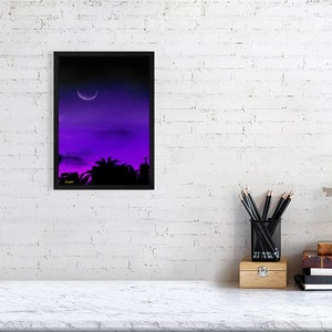 Fineart Print | Desert night Wall Art - Climate friendly (with or without frame) arabic, sunset, palmtrees, digitalart, print image 6