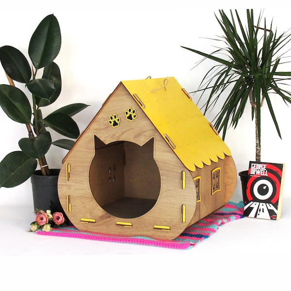 XL Uniquely Designed Hobbit Cat House - Cat Bed Template SVG File - Cat House Indoor, Cat Bed Cave, Wood Cat Bed, Cat Furniture, Cat Lover