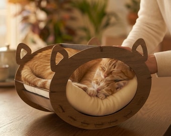 Laser geschnittene moderne Katzenbett-Pläne | CNC Haustier Hängematte Vorlage (Digitaler Download)