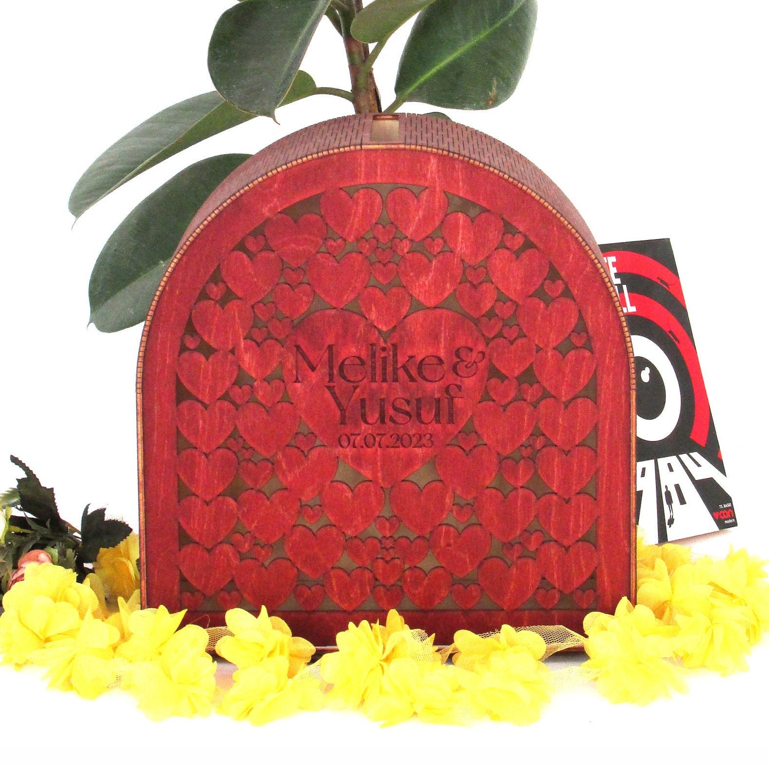 Bohemian Style Wedding Card Box Template Simple and Elegant Wooden Card Box, Gift Card Box for