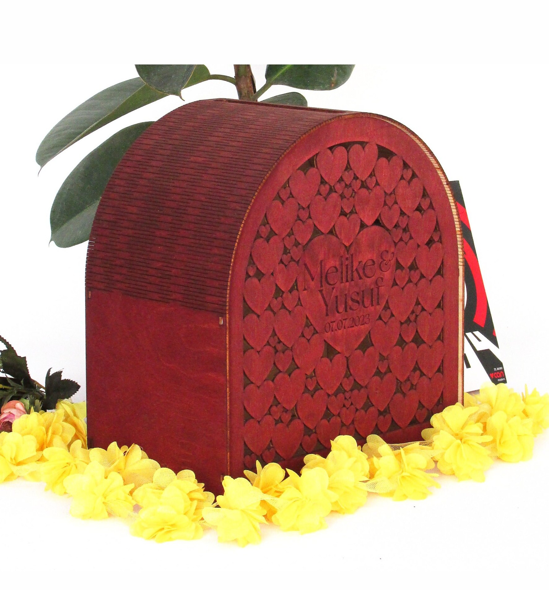 Bohemian Style Wedding Card Box Template Simple and Elegant Wooden Card Box, Gift Card Box for