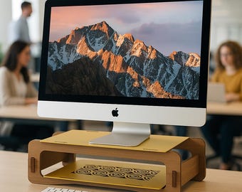 CNC Monitor Stand SVG | Ergonomic Desk Shelf Laser Cut File (Digital Download)